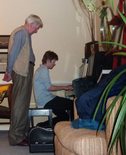 Hunter's Grandfather watches Hunter play
